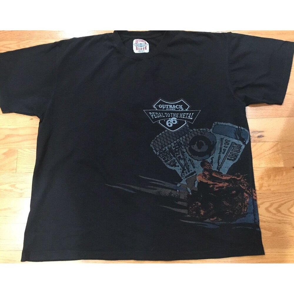 Outback Rider Motorcycle T-Shirt 2XL Black Short Sleeve